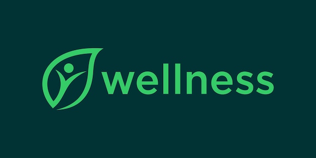 Vector leaf and people logo wellness vector illustration