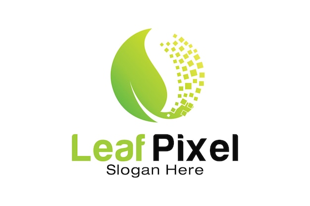 Leaf Pixel Logo Design Template