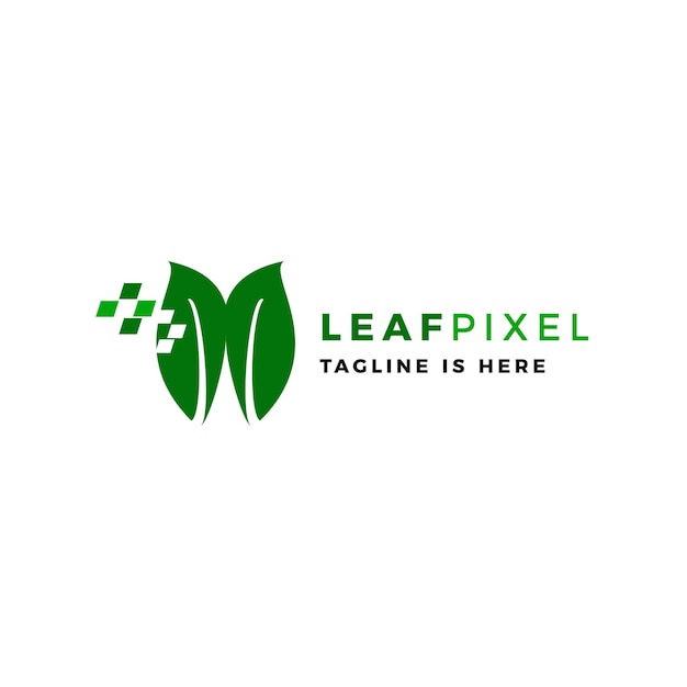 Vector leaf pixel logo vector icon illustration