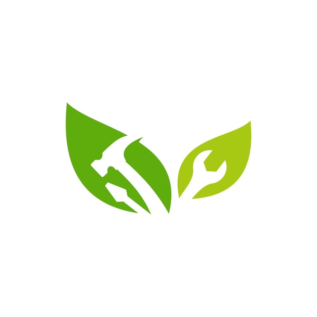 leaf repair logo design simple creative nature symbol vector