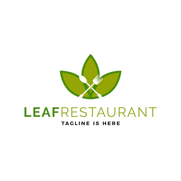 Leaf restaurant logo vector icon illustration