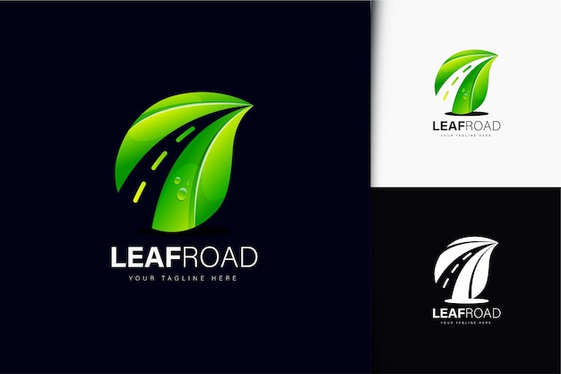 Leaf road logo design with gradient