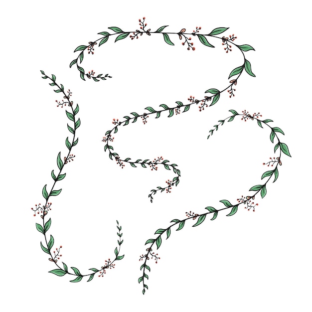 Leaf set flower and leaf illustration ornament elements