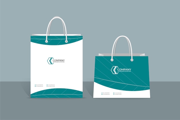 Leaf shape ocean blue color shopping bag template