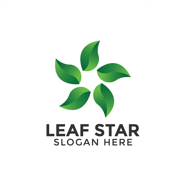 Leaf star logo design template vector isolated
