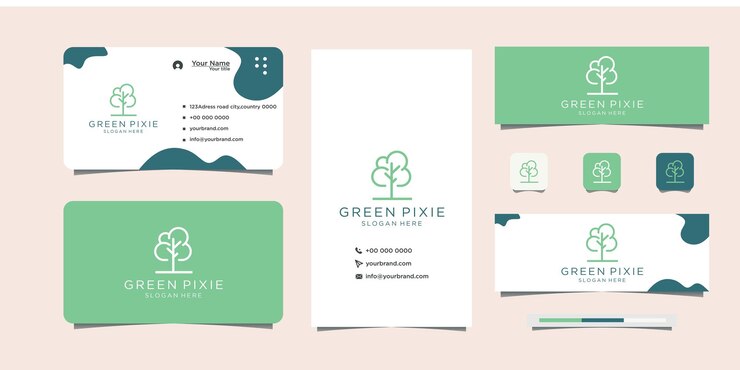 Vector leaf stem symbol design concept logo for organic shop and business card