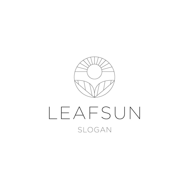 Leaf sun logo icon design template vector illustration