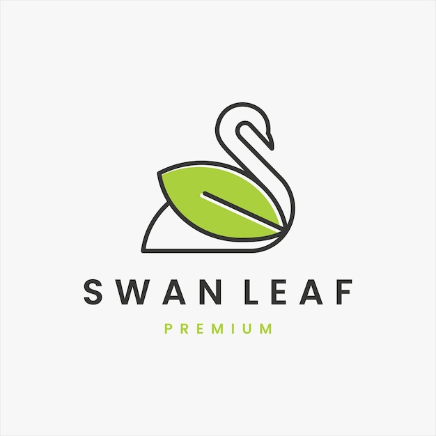 leaf swan natural logo beauty swan leaves logo design vector template