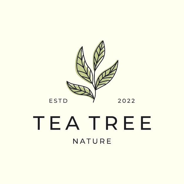 Leaf tea line art logo vector template illustration design green tea icon concept