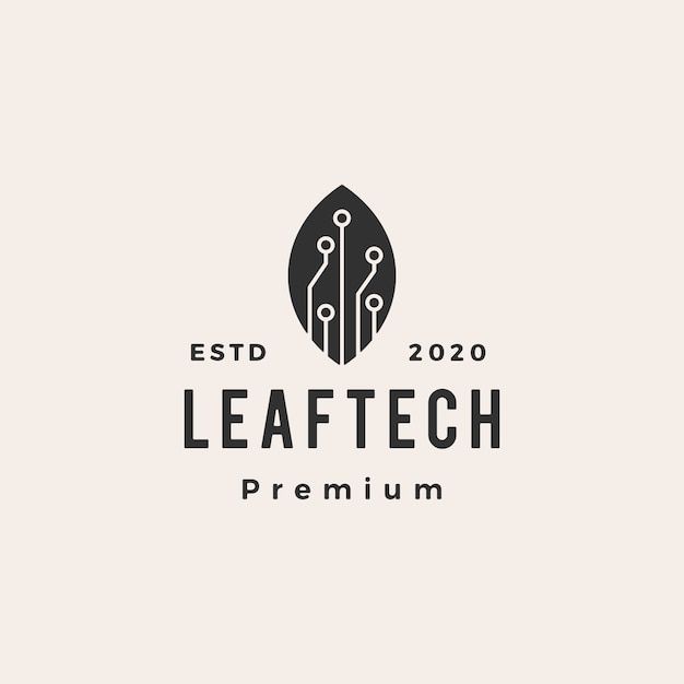 Leaf tech hipster vintage logo  icon illustration