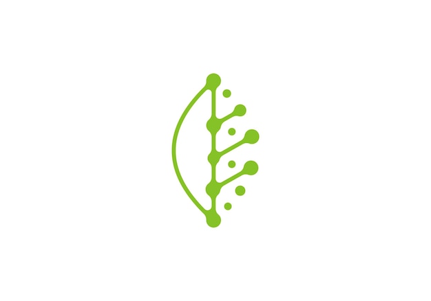 leaf tech logo creative neuron digital connect icon design