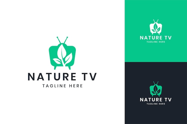 Leaf television negative space logo design