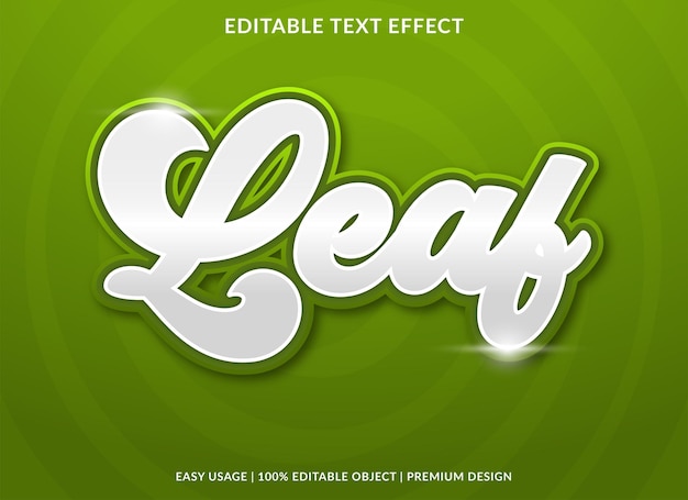 leaf text effect editable template abstract and premium style