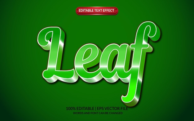 Leaf text effect with green color graphic style and editable