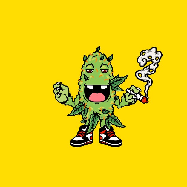 leaf tree flower body language cartoon character mascot vintage vector