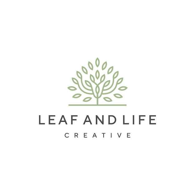 leaf tree growth logo design template