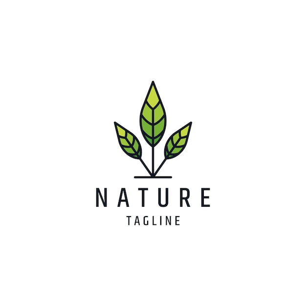 Leaf tree line logo template