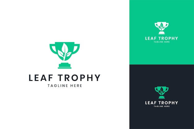 Leaf trophy negative space logo design