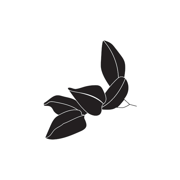 Векторный черно-белый силуэт листьев