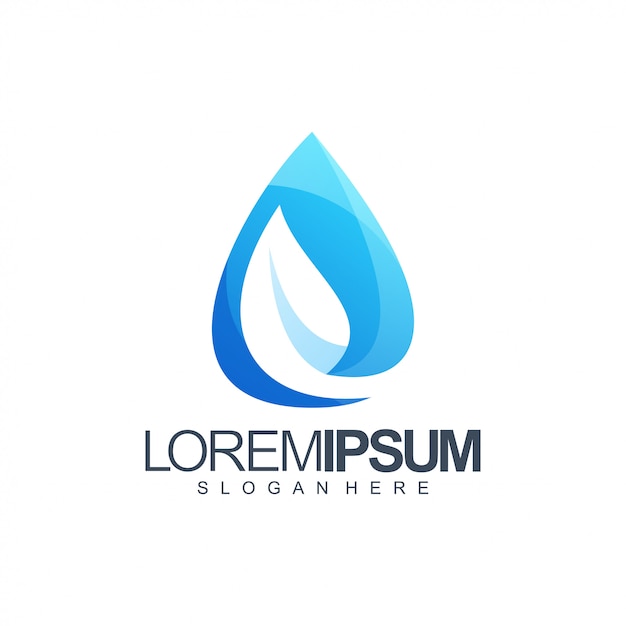 Leaf water logo design illustration