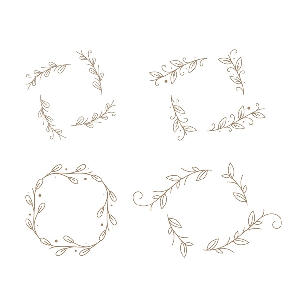 Vector leaf wedding ornament design element collection