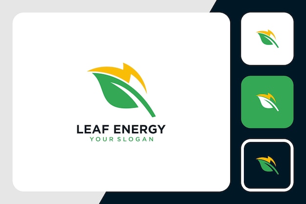 leaf with energy logo design