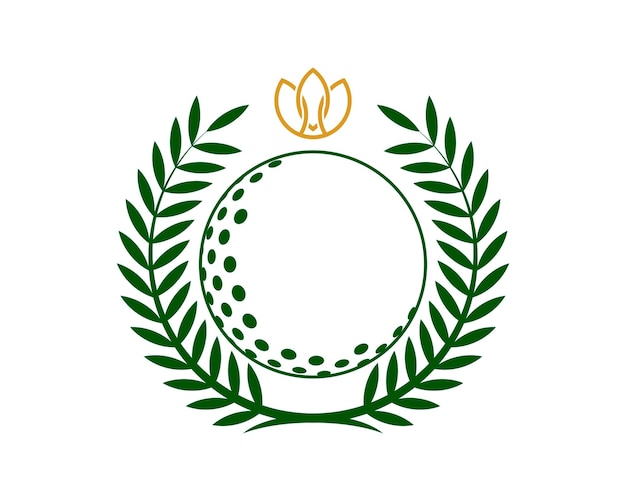 Vector leaf with golf ball inside and crown