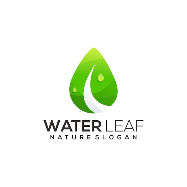 Leaf with water drop gradient logo illustration abstract