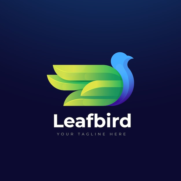 カラフルなスタイルのLeafbirdグラデーションロゴ