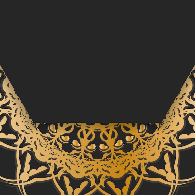 Leaflet in black with vintage gold ornamentation is ready for print.