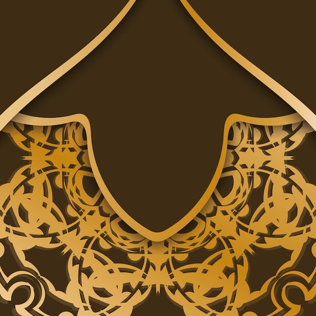 Vector leaflet in brown color with vintage gold ornaments for your design.