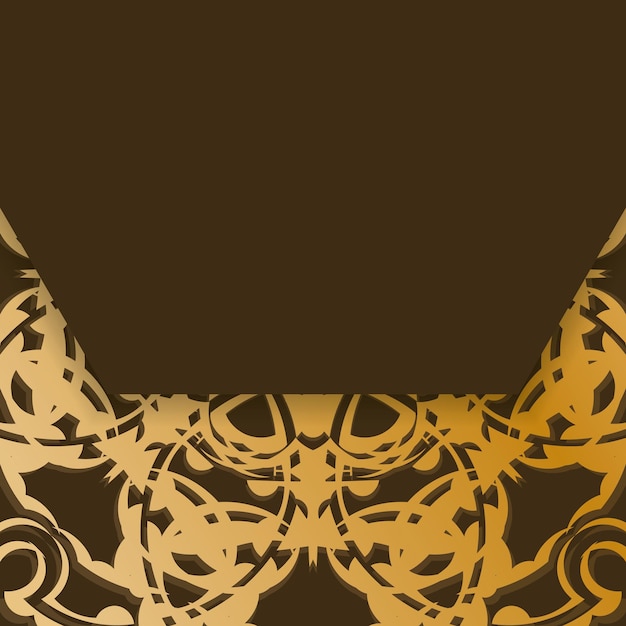 Leaflet in brown with Greek gold pattern prepared for typography.