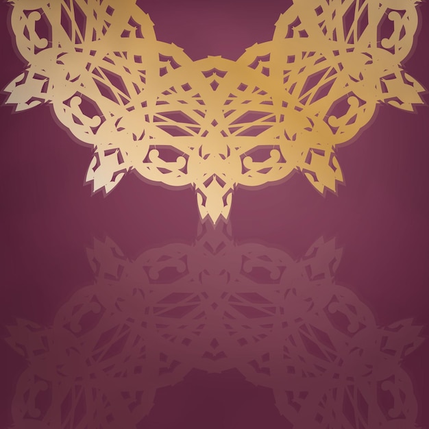 Vector leaflet in burgundy color with antique gold ornamentation is ready for printing.