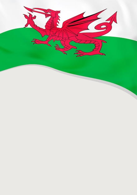 Дизайн листовки с векторным шаблоном флага уэльса