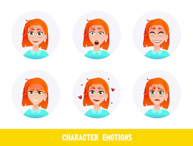 Leaflet inscription character emotions cartoon.