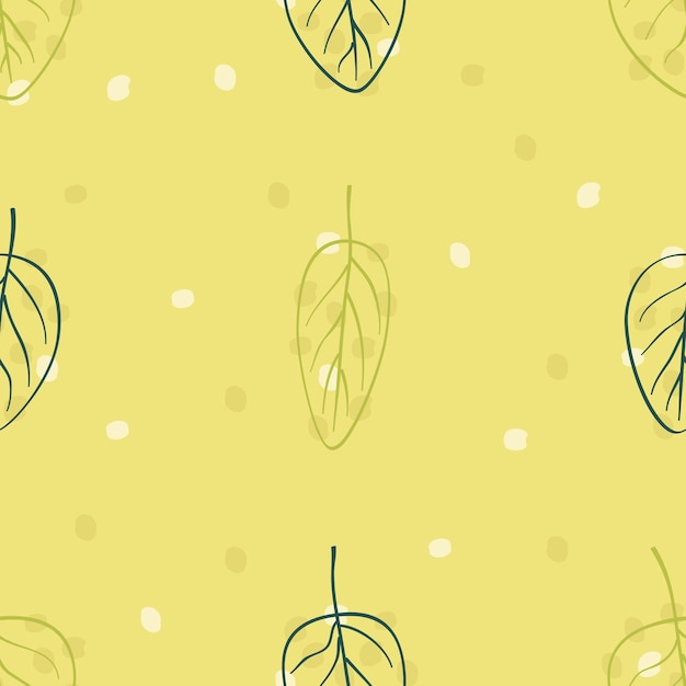 Leafs and dots on a yellow background vector background