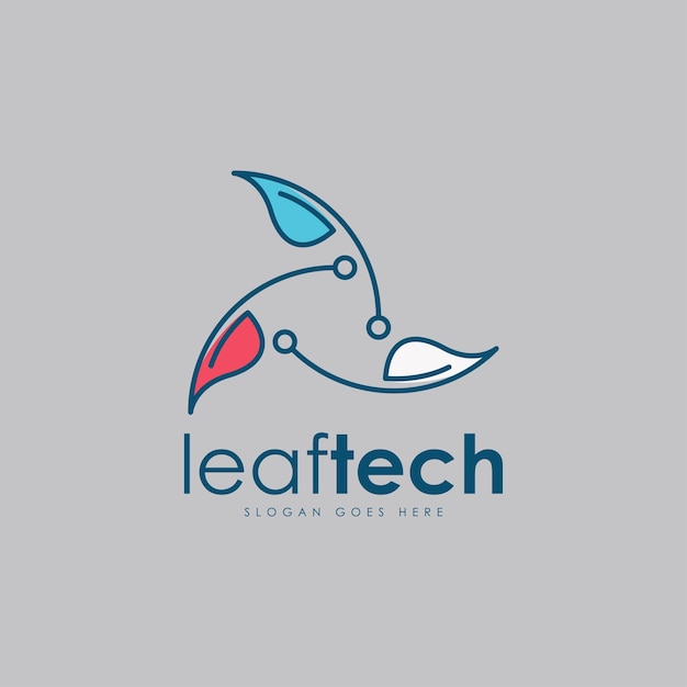 葉と技術の組み合わせから作成されたleaftechロゴデザインコンセプトベクトルロゴ