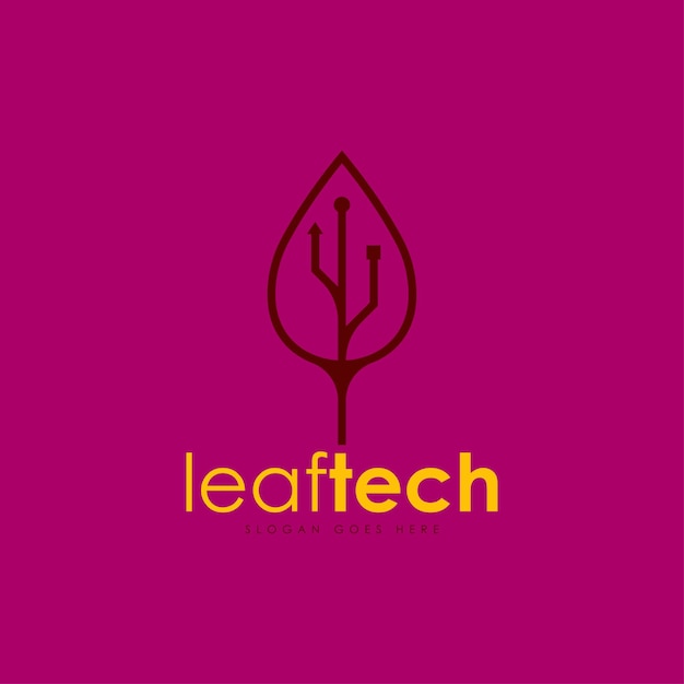 잎과 기술의 조합에서 만든 Leaftech 로고 디자인 컨셉 벡터 로고