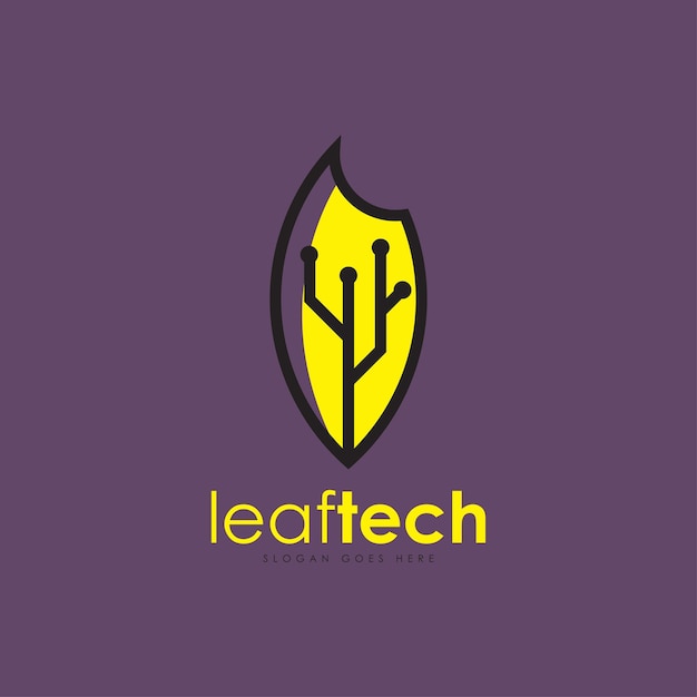 Leaftech logo design concept logo vettoriale creato da una combinazione di foglie e tecnologia