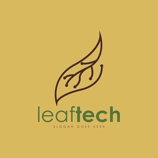 Концепция дизайна логотипа Leaftech Векторный логотип, созданный из комбинации листьев и технологий