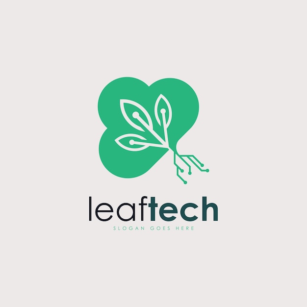 잎과 기술의 조합에서 만든 Leaftech 로고 디자인 컨셉 벡터 로고