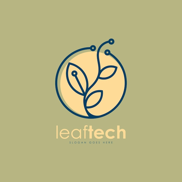 Leaftech logo design concept vector logo created from a combination of leaves and technology