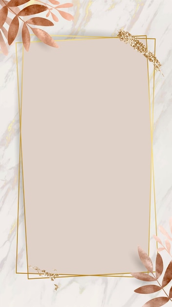 Vector leafy golden rectangle frame vector