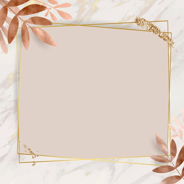 Leafy golden square frame vector