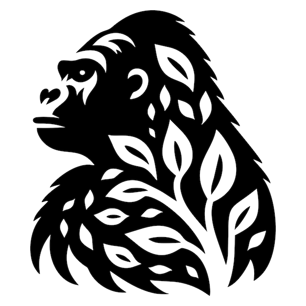 Leafy Gorilla Silhouette