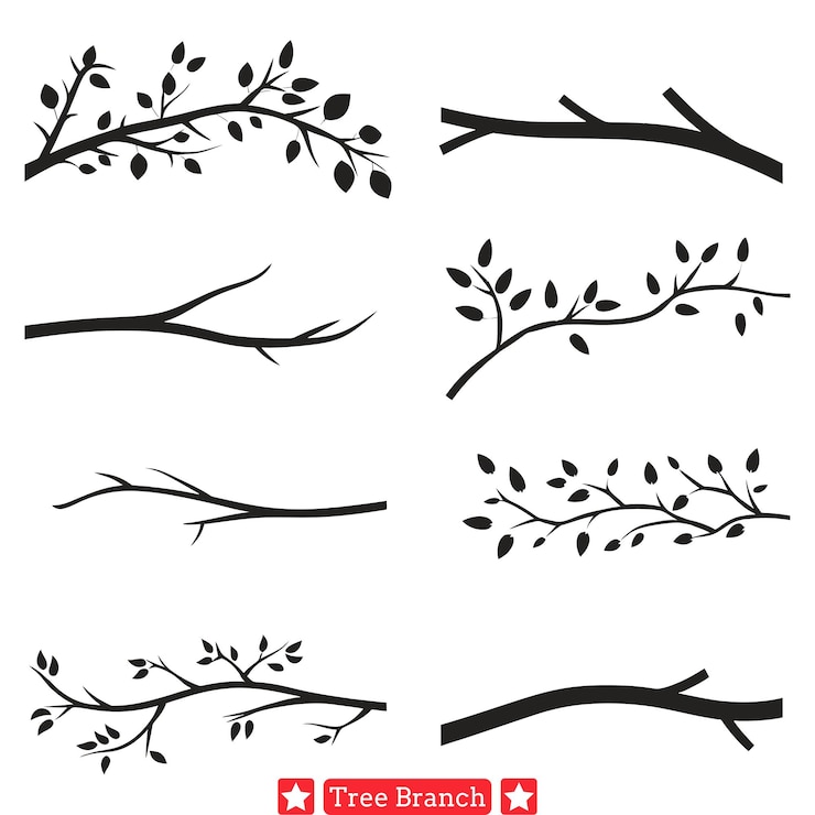 Vector leafy lullabies tranquil tree branch silhouette ensemble