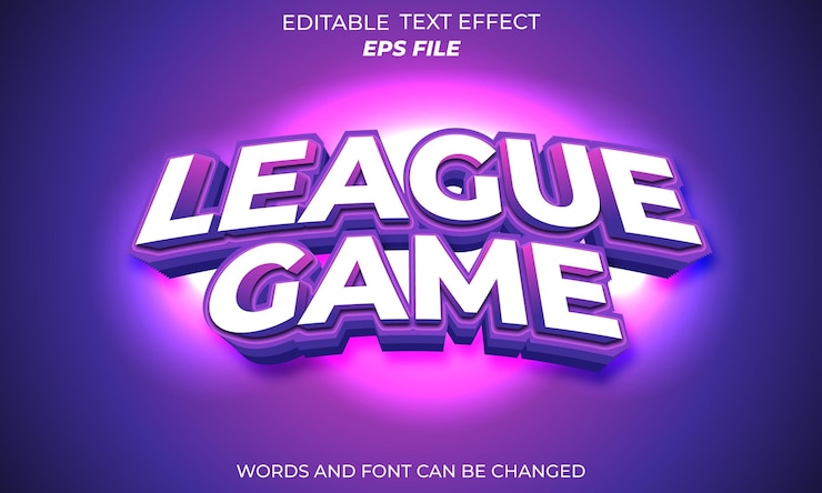 Vector league game editable text effect 3d font style use for logo and business brand vector template