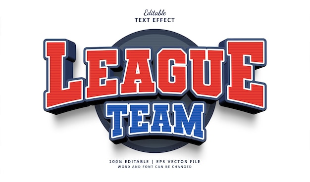 Vector league team editable text effect sport 3d vintage with college tournament