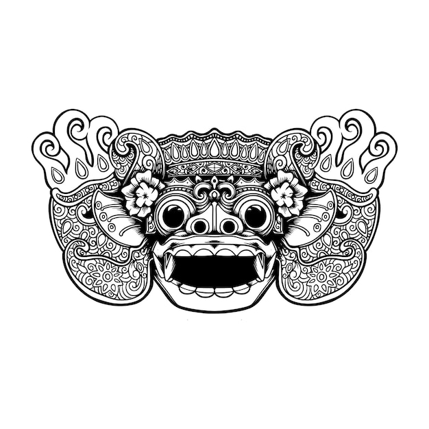 Vector leak rangda bali illustration vector line art