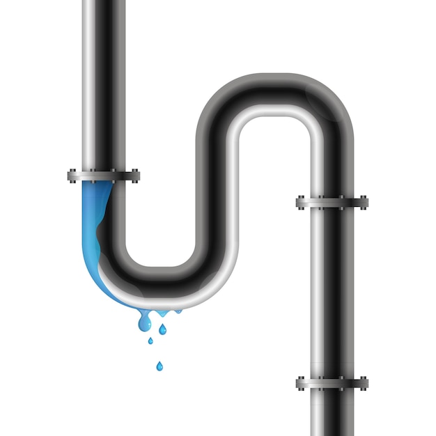 Вектор Протекающая водопроводная труба дизайн для ремонта сантехники